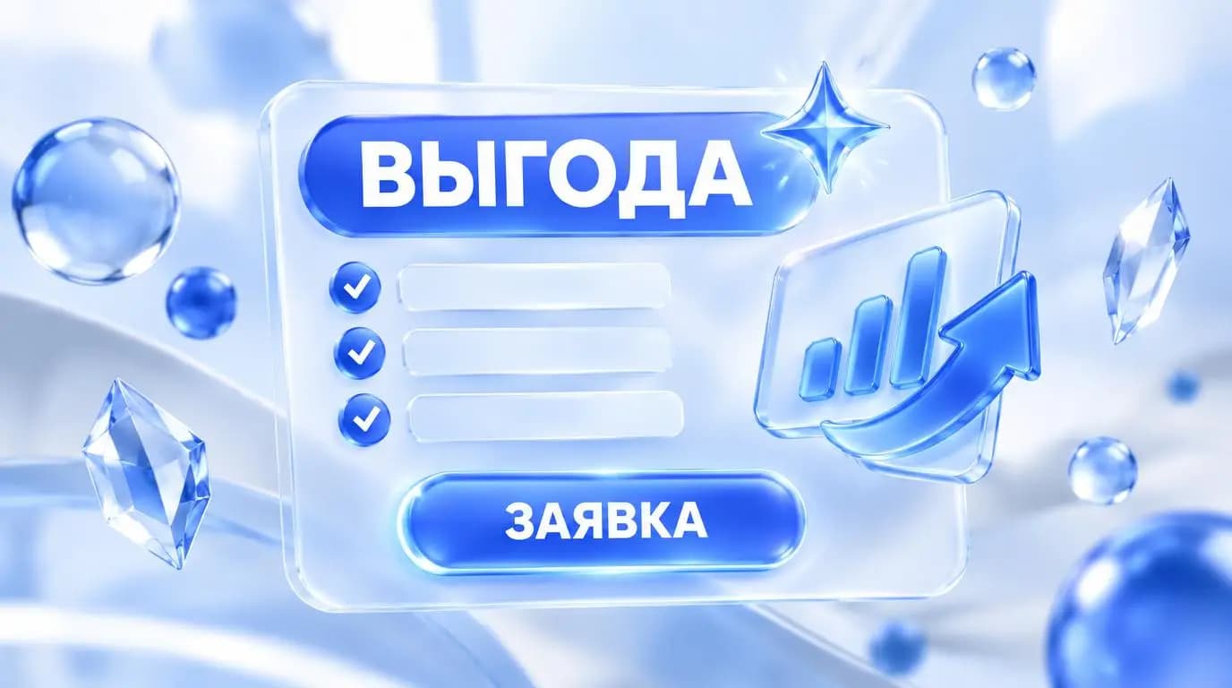 Рекламное сообщение товара: выгода, преимущества и кнопка заявки