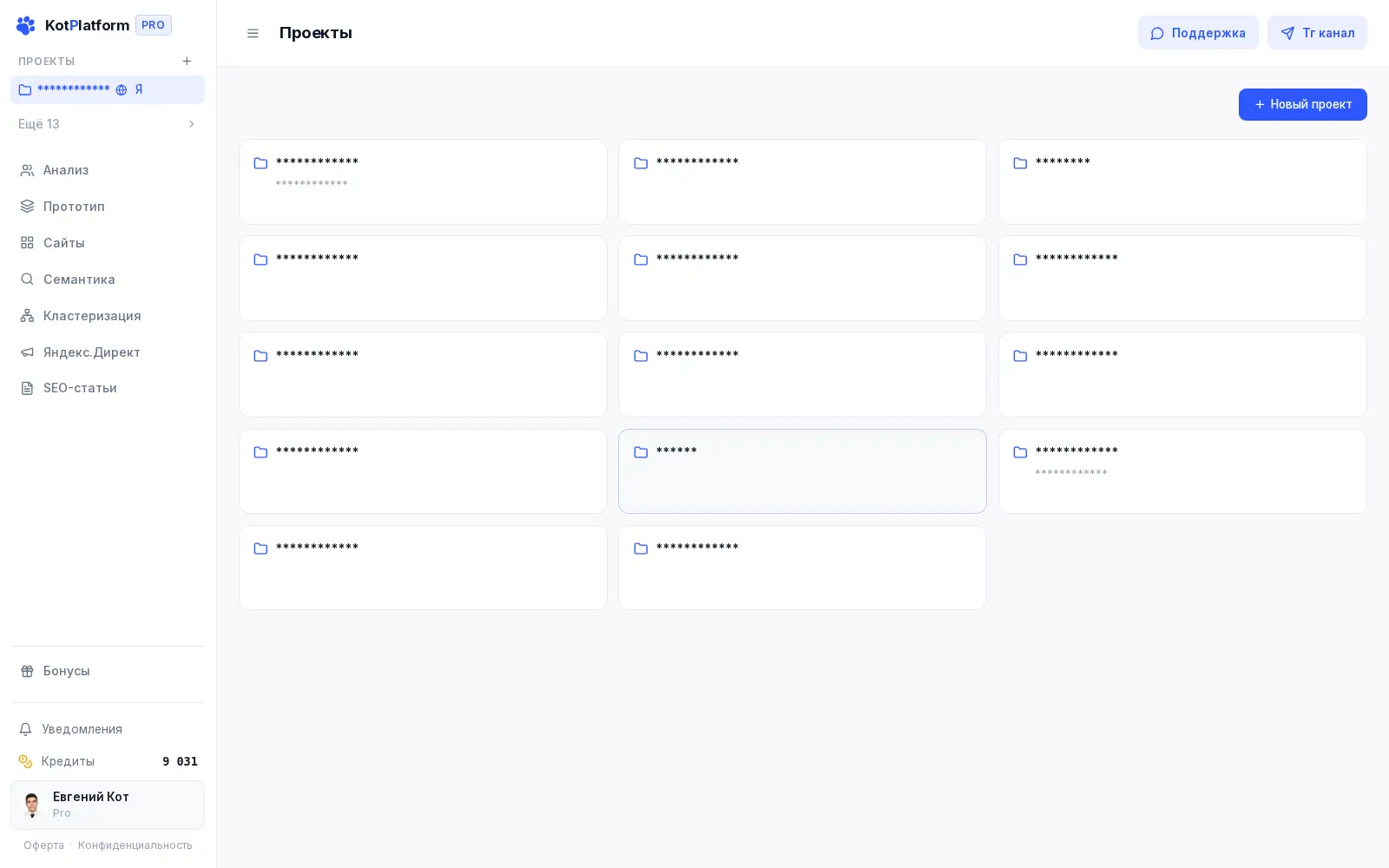 Проекты клиентов директолога в KotPlatform