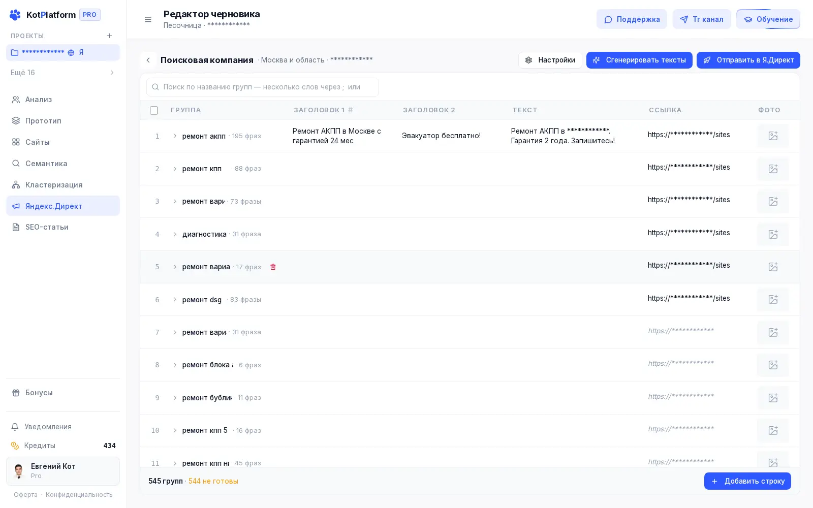 Кампания в Яндекс Директе для продвижения туристических услуг в KotPlatform