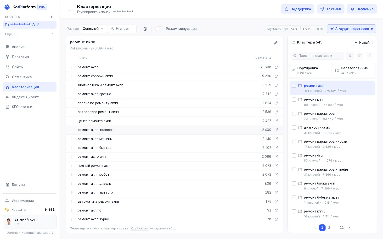 Кластеризация семантического ядра в KotPlatform — группы запросов