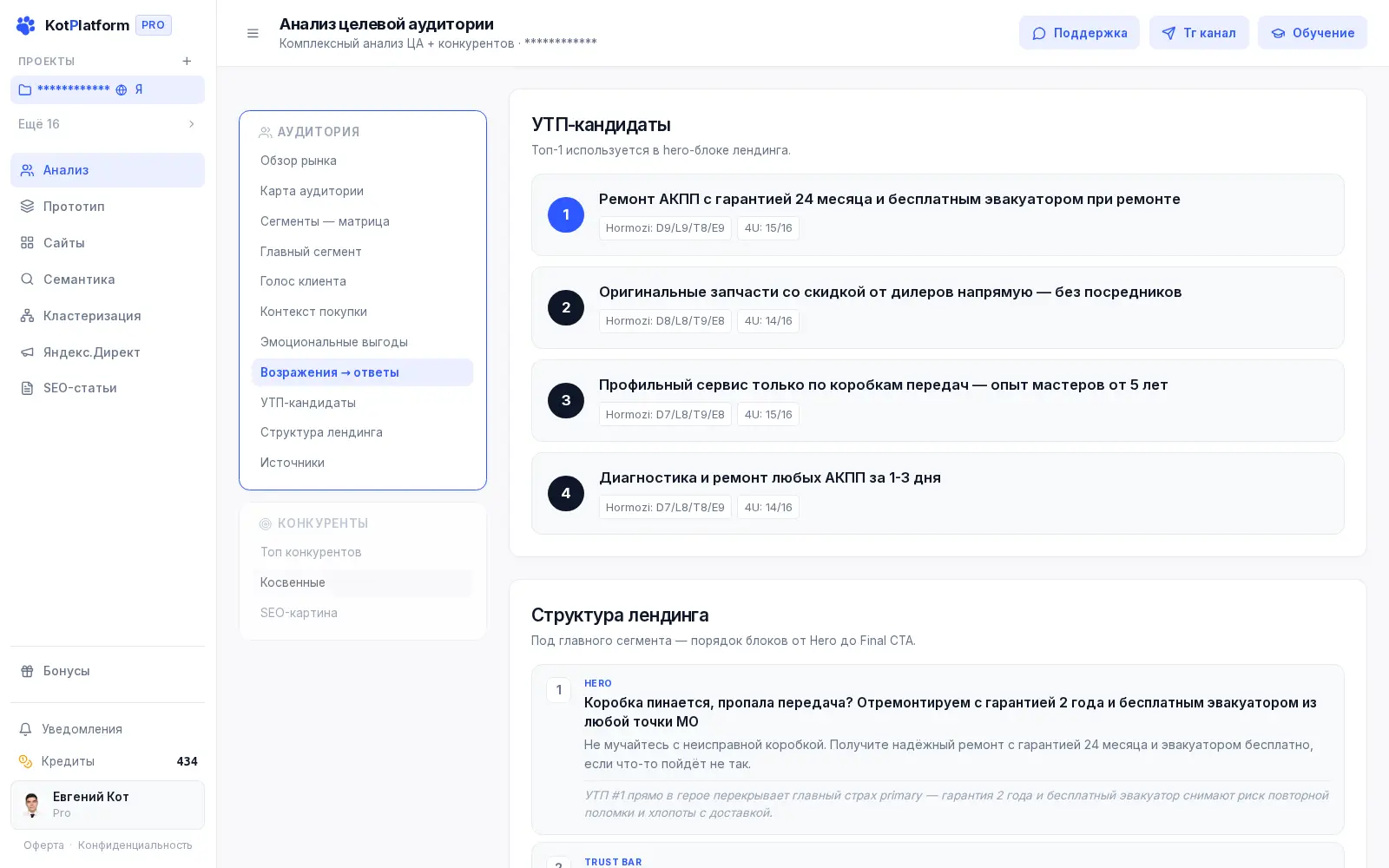 Анализ аудитории в KotPlatform — основа сценария для видеорекламы в Яндекс Директ